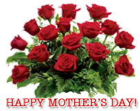 a mother's day greeting with red roses 